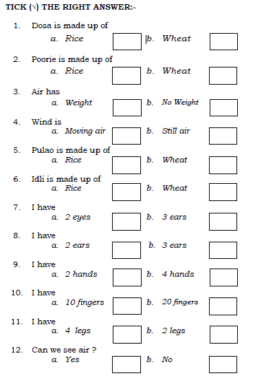 CBSE_Class 1 EVS Sample Paper Set D