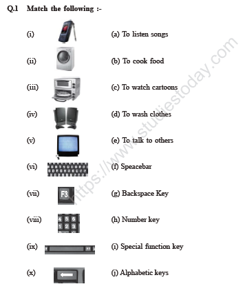 CBSE Class 1 Computers Sample Paper Set A