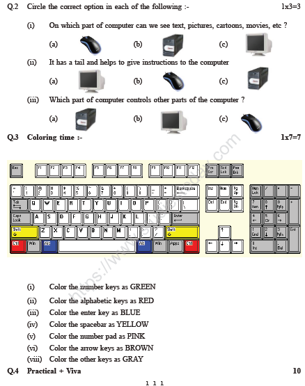 CBSE Class 1 Computers Sample Paper Set A