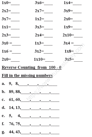 CBSE Class 1 Mathematics Sample Paper Set A