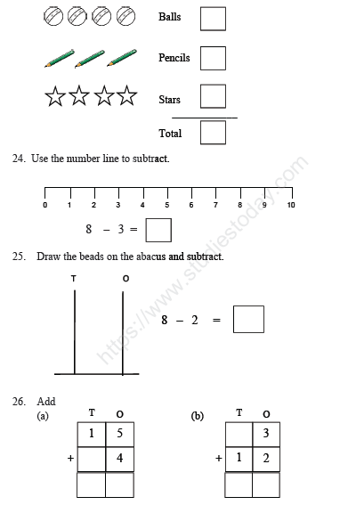 CBSE Class 1 Mathematics Sample Paper Set B