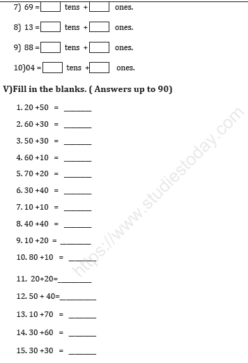 CBSE Class 1 Mathematics Sample Paper Set D