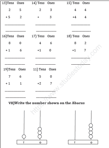 CBSE Class 1 Mathematics Sample Paper Set D