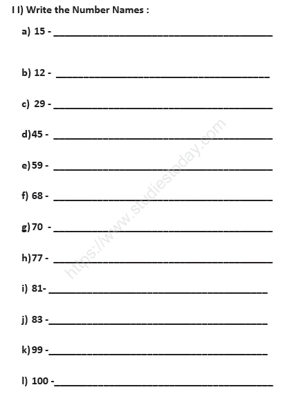 CBSE Class 1 Mathematics Sample Paper Set E
