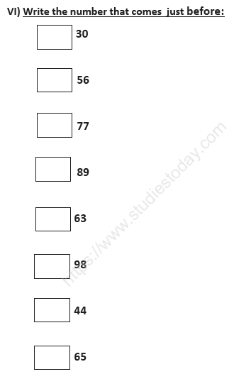 CBSE Class 1 Mathematics Sample Paper Set E