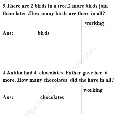 CBSE Class 1 Mathematics Sample Paper Set F