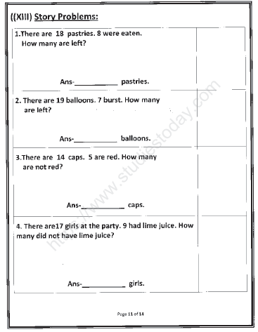 CBSE Class 1 Mathematics Sample Paper Set G