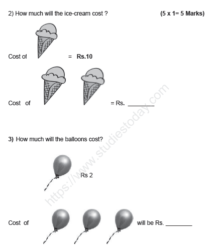 CBSE Class 1 Mathematics Sample Paper Set H