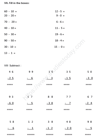 CBSE Class 1 Mathematics Sample Paper Set J