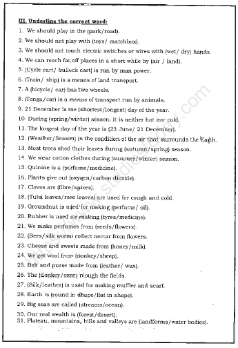 CBSE Class 2 EVS Sample Paper Set M