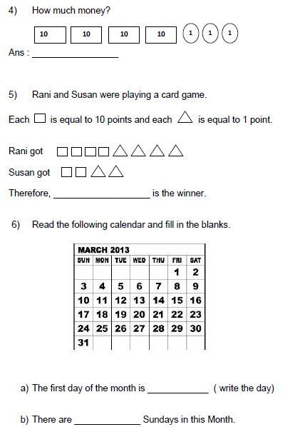 CBSE Class 2 Maths Sample Paper Set I