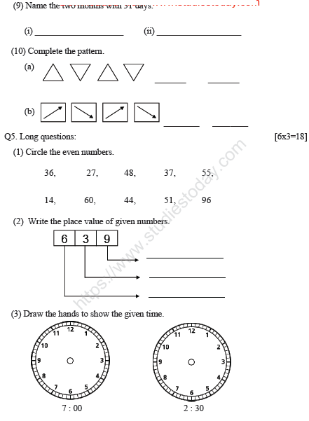 CBSE Class 2 Maths Sample Paper Set N