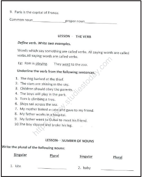 CBSE Class 3 English Sample Paper Set K