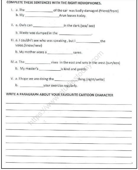 CBSE Class 3 English Sample Paper Set K