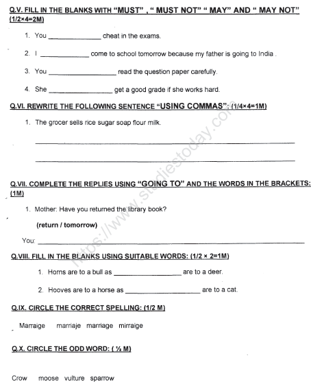 CBSE Class 3 English Sample Paper Set L