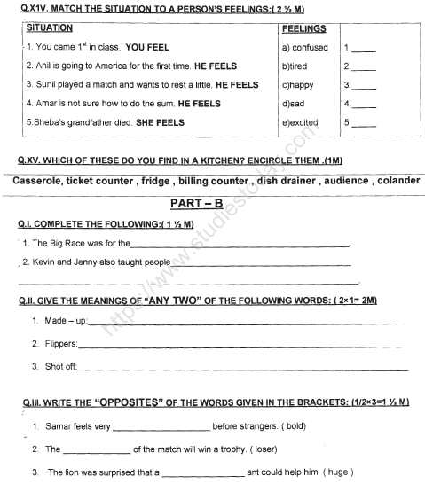 CBSE Class 3 English Sample Paper Set L