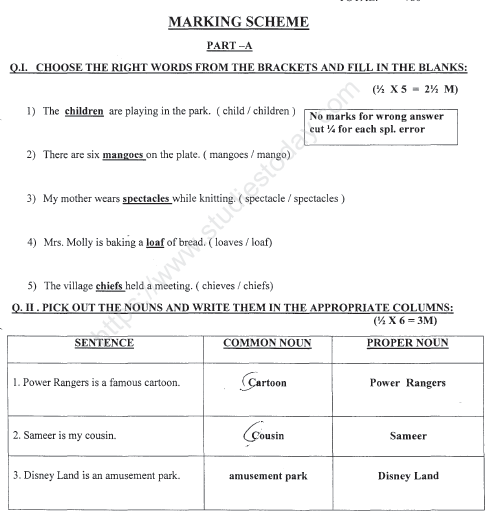 CBSE Class 3 English Sample Paper Set X