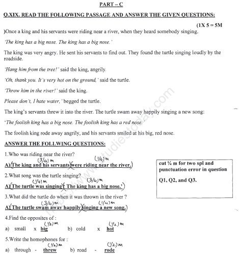 CBSE Class 3 English Sample Paper Set X