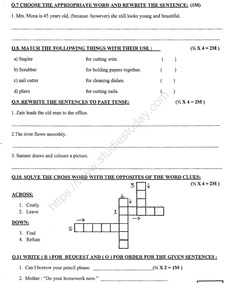 CBSE Class 3 English Sample Paper Set Y