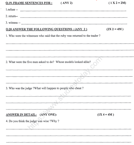 CBSE Class 3 English Sample Paper Set Y