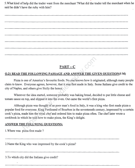 CBSE Class 3 English Sample Paper Set Y