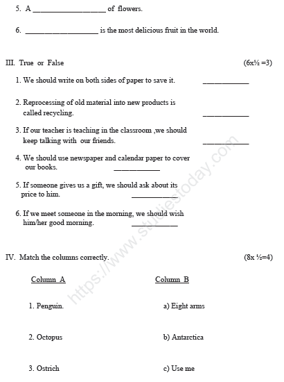 CBSE Class 3 GK Sample Paper Set D