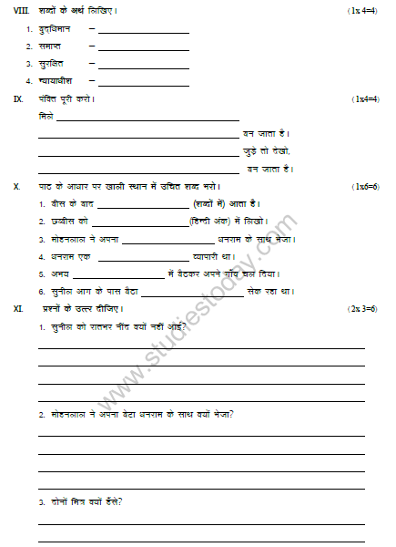 CBSE Class 3 Hindi Sample Paper Set B