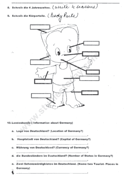 CBSE Class 4 German Sample paper Set 1