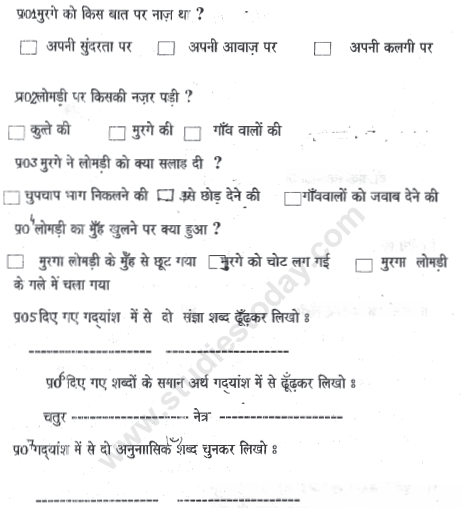 CBSE Class 4 Hindi Sample Paper Set V