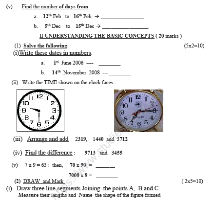CBSE Class 4 Mathematics Sample Paper Set I