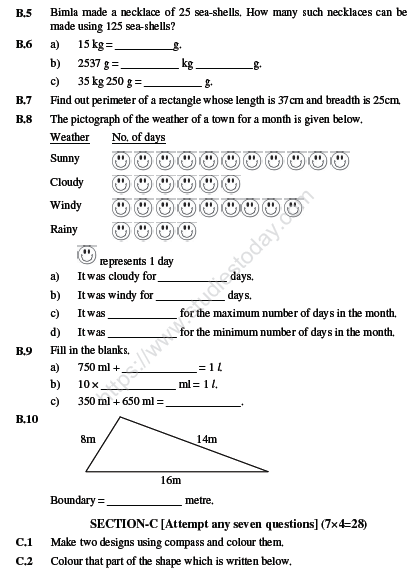 CBSE Class 4 Mathematics Sample Paper Set N