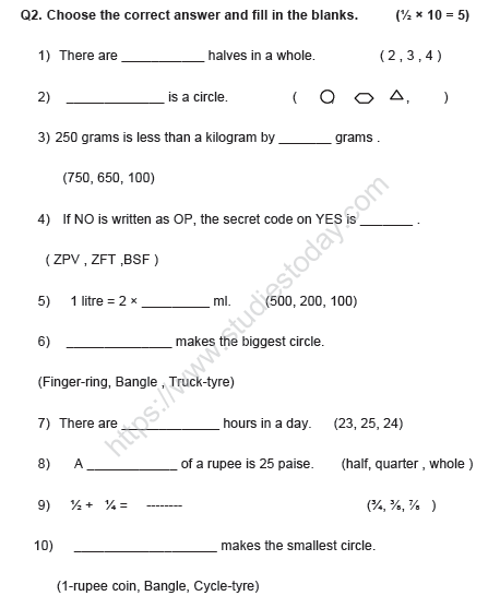 CBSE Class 4 Mathematics Sample Paper Set T