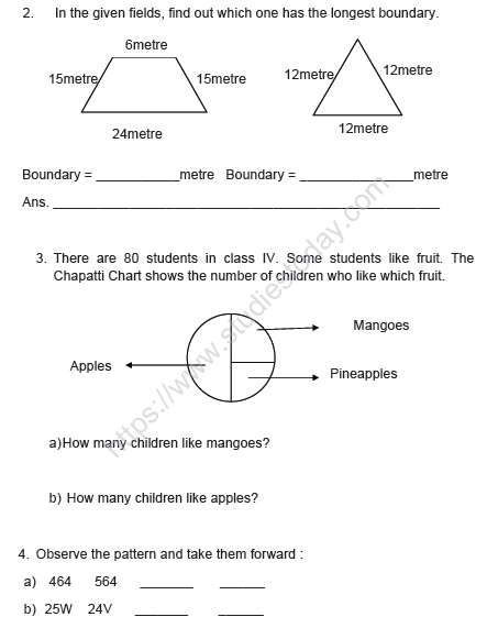 CBSE Class 4 Mathematics Sample Paper Set T