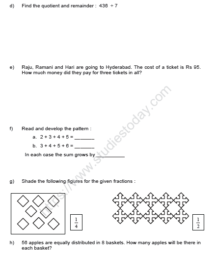 CBSE Class 4 Mathematics Sample Paper Set V