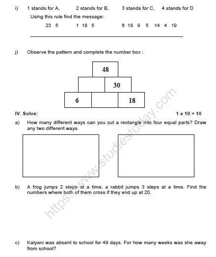 CBSE Class 4 Mathematics Sample Paper Set V