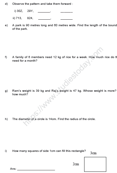 CBSE Class 4 Mathematics Sample Paper Set V