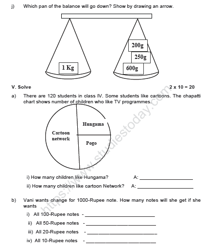 CBSE Class 4 Mathematics Sample Paper Set V