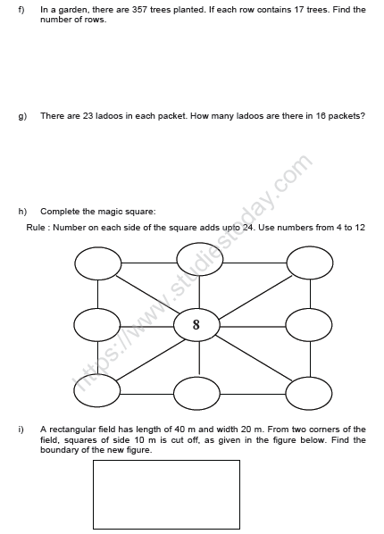 CBSE Class 4 Mathematics Sample Paper Set V