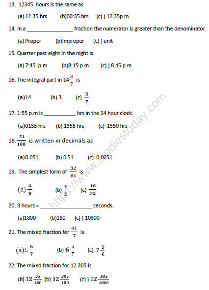 CBSE Class 4 Mathematics Sample Paper Set W