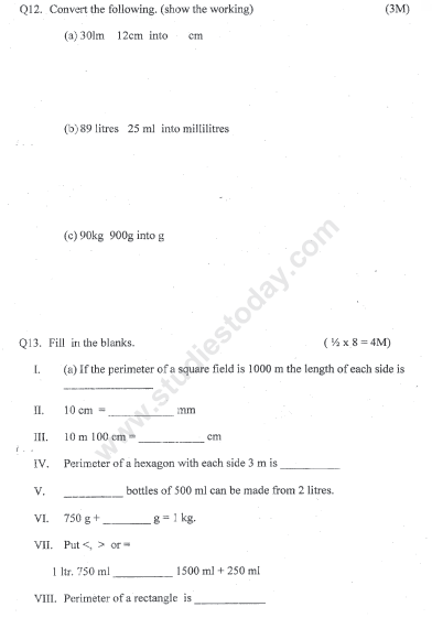 CBSE Class 4 Mathematics Sample Paper Set X