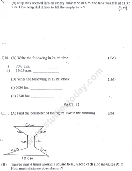 CBSE Class 4 Mathematics Sample Paper Set X