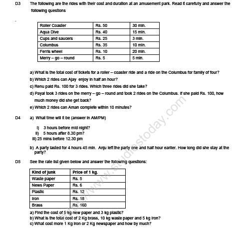 CBSE Class 4 Mathematics Sample Paper Set P