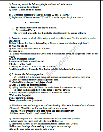 CBSE Class 4 Science Sample Paper Set E