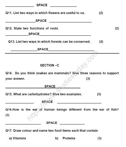 CBSE Class 4 Science Sample Paper Set K