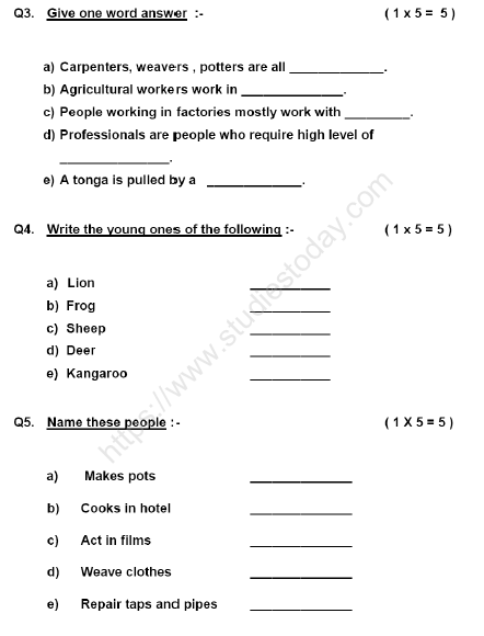 CBSE Class 4 Social Studies Sample Paper Set I