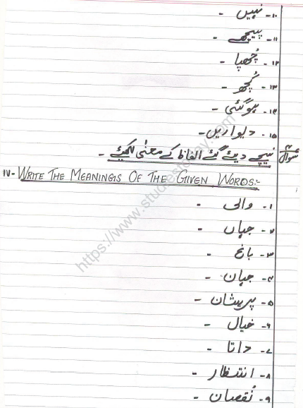 CBSE Class 4 Urdu Sample Paper Set 5