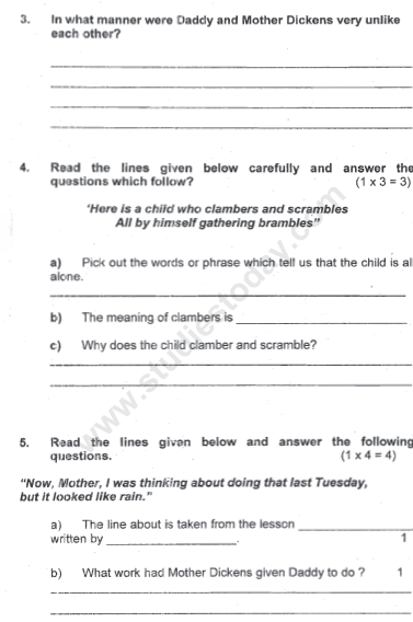 CBSE Class 5 English Sample Paper Set 1