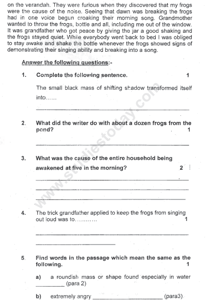 CBSE Class 5 English Sample Paper Set 1