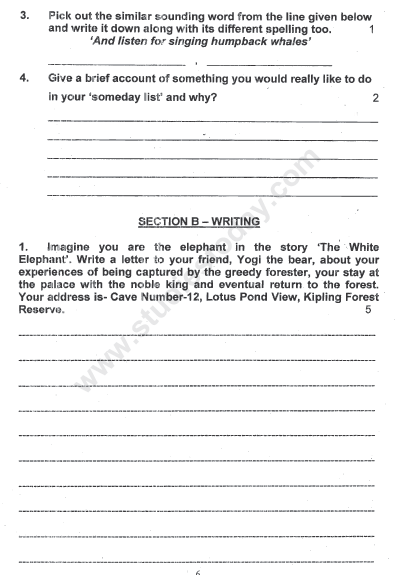 CBSE Class 5 English Sample Paper Set 1