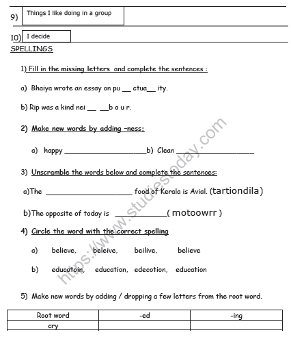 CBSE Class 5 English Sample Paper Set H